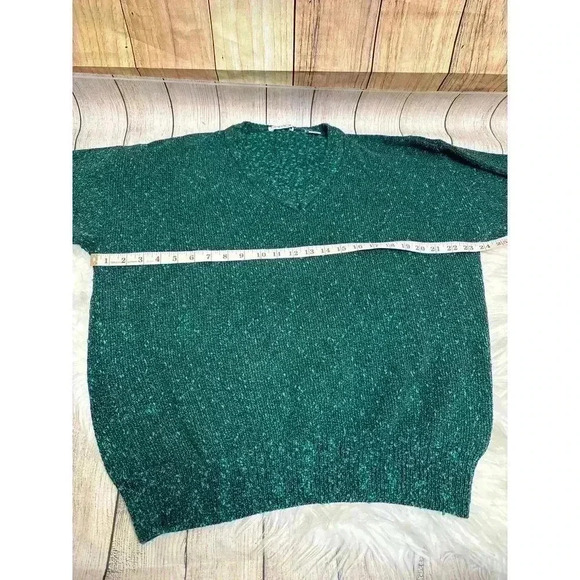 Retro Vintage 80s 90s V Neck Knit Sweater Green and Black Size 2XL Tall READ DES - Picture 7 of 7
